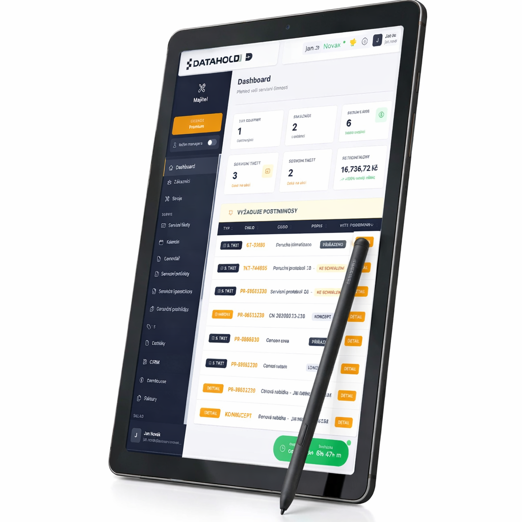 ServisFlow na tabletu se stylusem